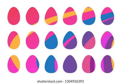 Easter eggs icons set for happy Easter greeting card design. Egg vector icon collection with different geometric patterns and textures