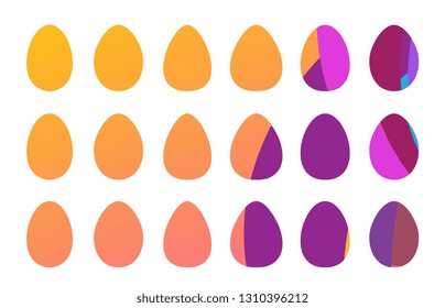 Easter eggs icons set for happy Easter greeting card design. Egg vector icon collection with different geometric patterns and textures