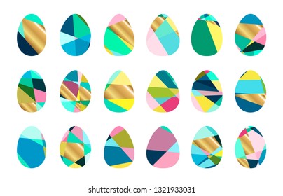 Easter eggs icons set for happy Easter greeting card design. Egg vector icon collection with different geometric patterns and textures