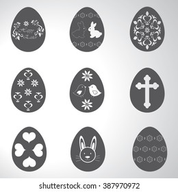 Easter eggs icons set illustration