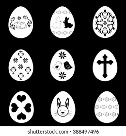 Easter eggs icons set illustration