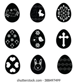 Easter eggs icons set illustration