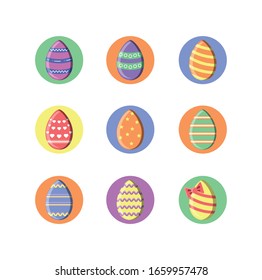 easter eggs icons set over white background, block style icon, vector illustration