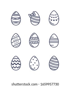 easter eggs icons set over white background, line style icon, vector illustration