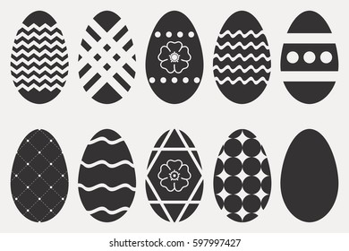 Easter eggs icons set. Religious holiday attribute. Vector illustration.