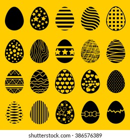 Easter eggs icons vector.