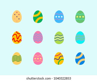 Easter eggs icons. Vector illustration. 