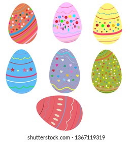 Easter eggs icons. Vector illustration.