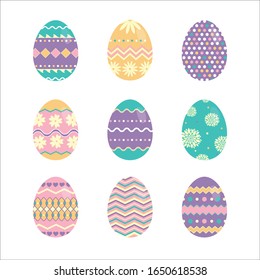 Easter eggs icons. Vector illustration.