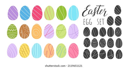 Easter eggs icons. Vector illustration.