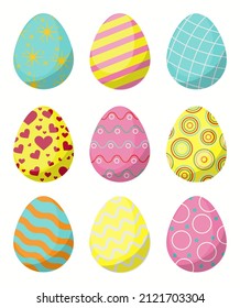 Iconos de huevos de Pascua. Ilustración vectorial.