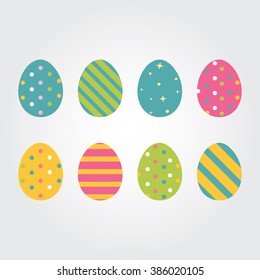 Easter eggs icons. Vector illustration. 