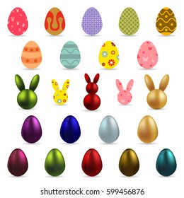 Easter eggs icons. Vector illustration.