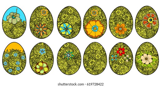 Easter eggs icons. Vector illustration isolated on white