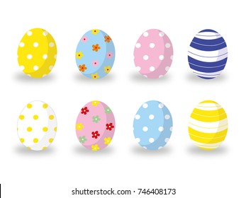 Easter eggs icons. Vector illustration.Easter holidays design on white background. Easter eggs with different texture