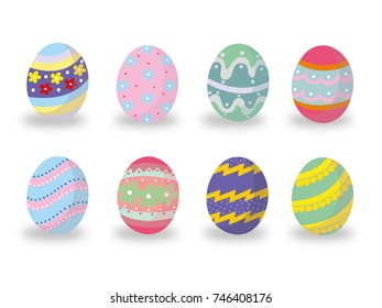Easter eggs icons. Vector illustration.Easter holidays design on white background. Easter eggs with different texture