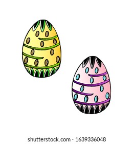 Easter eggs, illustration, pink, yellow