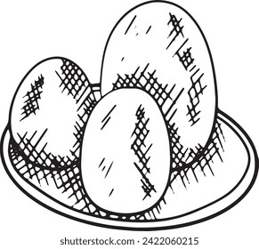easter eggs. ink outline bllack colored simple graphic illustration