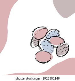 Easter eggs ink watercolor doodle simple minimal colorful lovely
