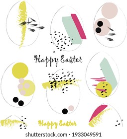 
Easter eggs, with the inscription Happy Easter. Holiday badges isolated on white background. Vector illustration
