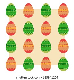 Easter Eggs isolated on background. Happy Easter. Vector illustration. Pattern.