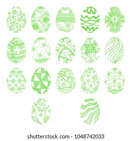 Easter eggs isolated on white background. Hand draw an Easter symbol.