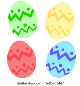 Easter eggs isolated on white background. Simple colorful holiday eggs in flat style, vector stock illustration.