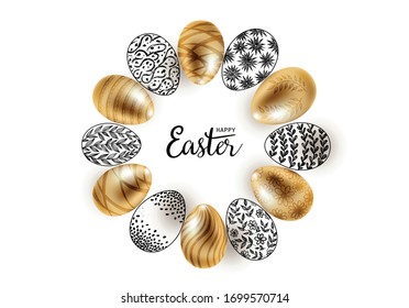 Easter eggs isolated on white background. Happy Easter. Hand drawn illustration.