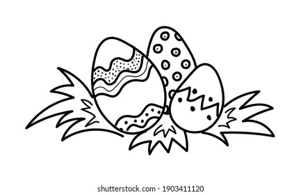 Easter eggs isolated on a white background. Traditional food and symbol for the Orthodox and Catholic holidays. They can be used in seasonal design for Easter, in textiles, coloring and postcards.