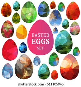 Easter eggs isolated on white background. Holiday set. Design elements for greeting cards or flyers.