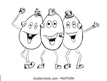 easter eggs isolated on the white