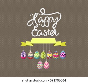 easter eggs label greeting card