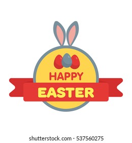 Easter eggs label vector illustration. Flat style.