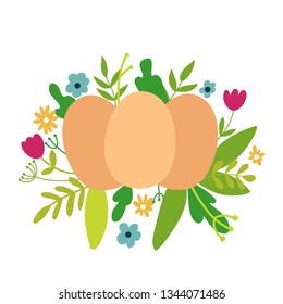 Easter eggs in leaves and flowers. Easter  illustrations for  cards, posters, cards, t-shirts, book, textile.