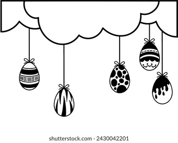 Easter Eggs Line Art Background