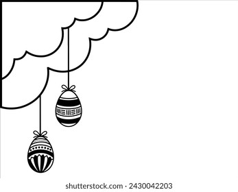 Easter Eggs Line Art Background