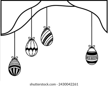 Easter Eggs Line Art Illustration