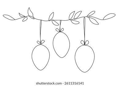 Easter eggs line art style for easter background, banner, flyer, card design