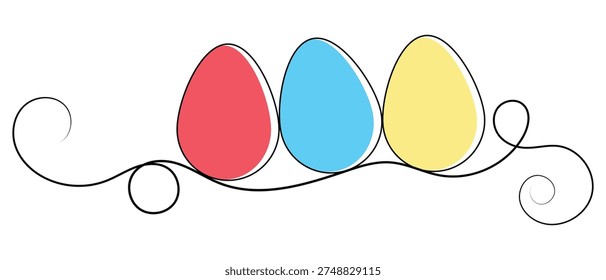 Easter eggs line. Easter eggs single continuous line art drawings set. Decorative Easter Egg. Vector Illustration.