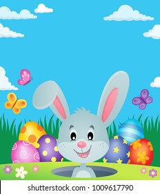 Easter eggs and lurking bunny theme 3 - eps10 vector illustration.