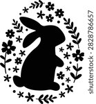 Easter Eggs Made of Rabbit and Flower Silhouettes.
Bunny and Floral Silhouette Easter Egg Vector Set.
Transparent background.