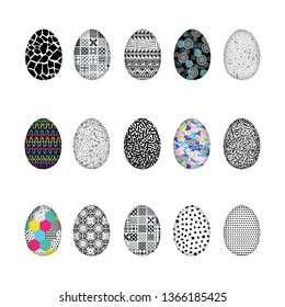 Easter eggs in Memphis style-vector illustration. Set isolated for Easter holidays.