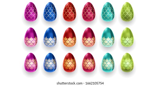 Huevos de Pascua con escamas de sirena ilustración vectorial