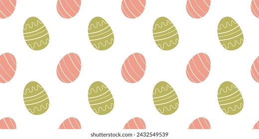 Easter Eggs minimalist seamless pattern background. Simple hand drawn vector design with decorated holiday eggshell. Backdrop for fabrics, wrapping or wallpapers.