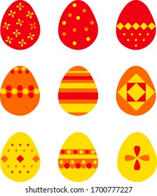 Easter eggs with minimalistic flat ornaments