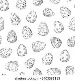Easter eggs monochrome seamless pattern for wallpaper, coloring pages, scrapbooking, stationary, textile prints, wrapping paper, backgrounds, etc. EPS 10
