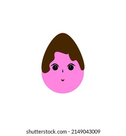 Huevos de Pascua, multicolores, con caras, peinados de fondo blanco.
