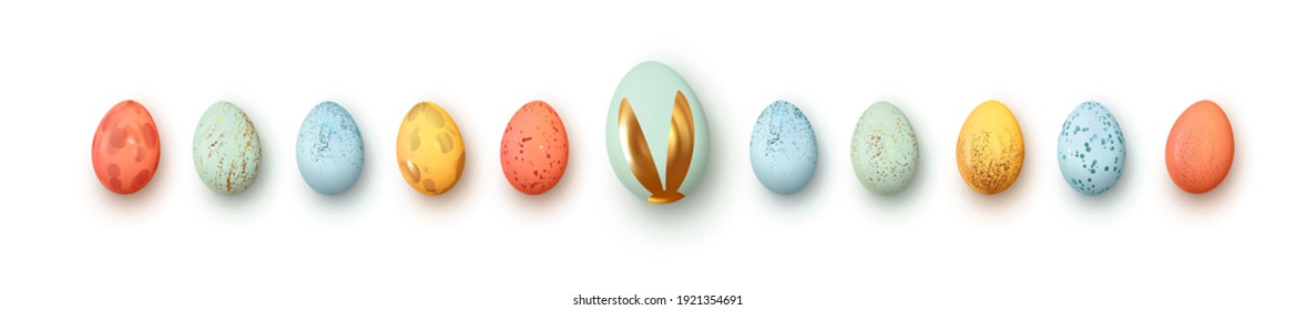 Easter eggs multicolored set realistic isolated. Vector illustration