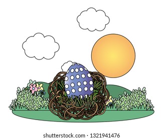 easter eggs in a nest