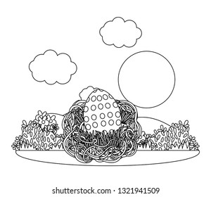 easter eggs in a nest